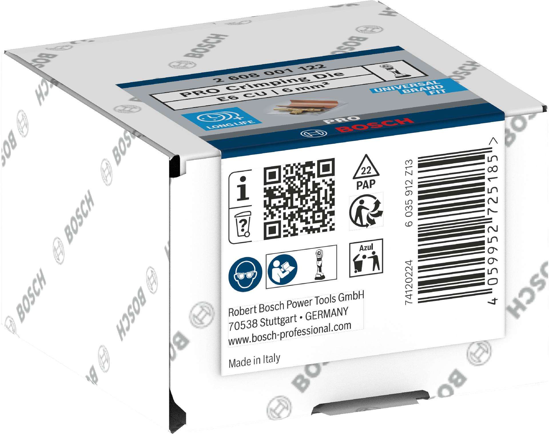 Matriz de engaste PRO, E6 CU, 6 mm², cobre refª 2608001122 BOSCH