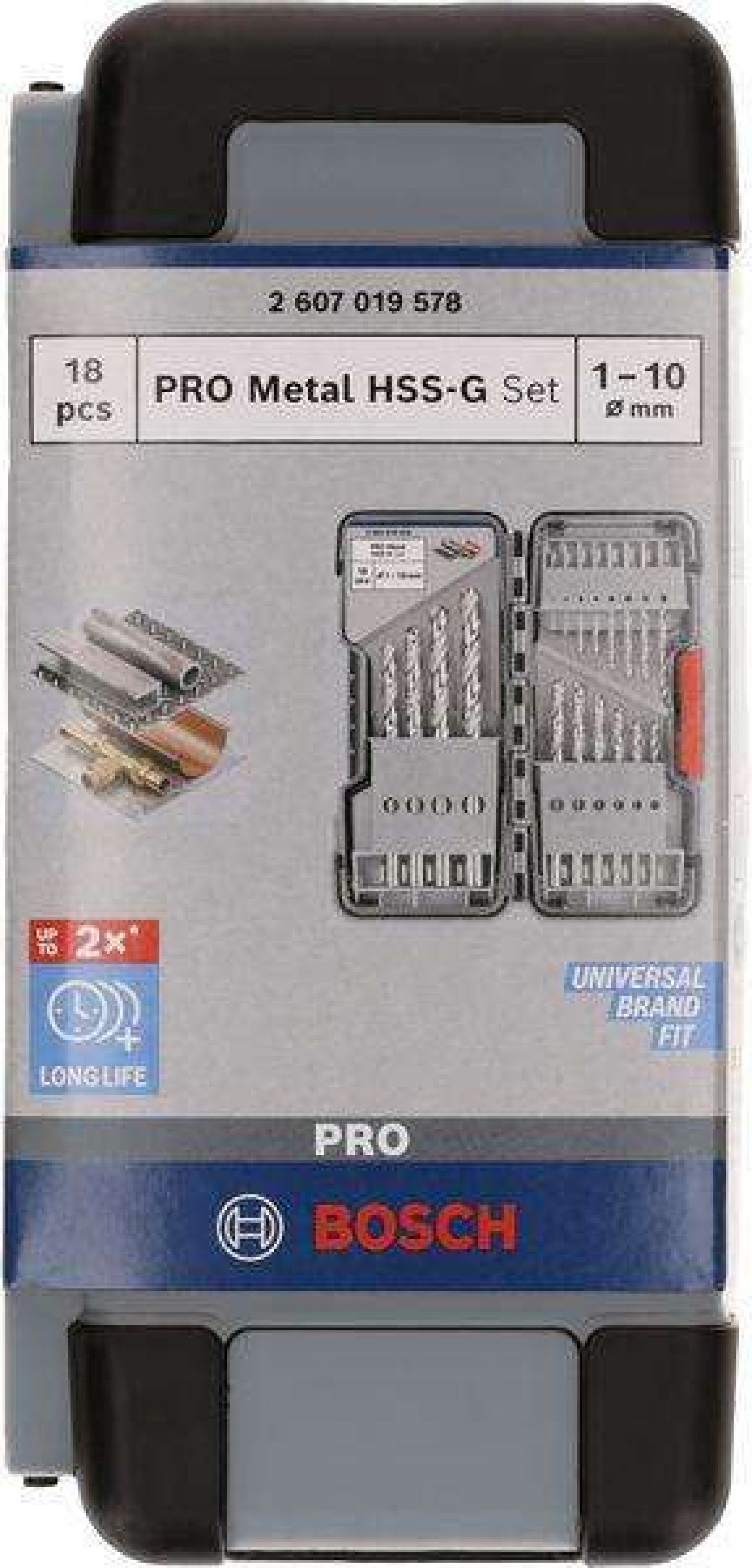 PRO Metal HSS-G Twist Drill Bit Set, 18 pcs refª 2607019578 BOSCH