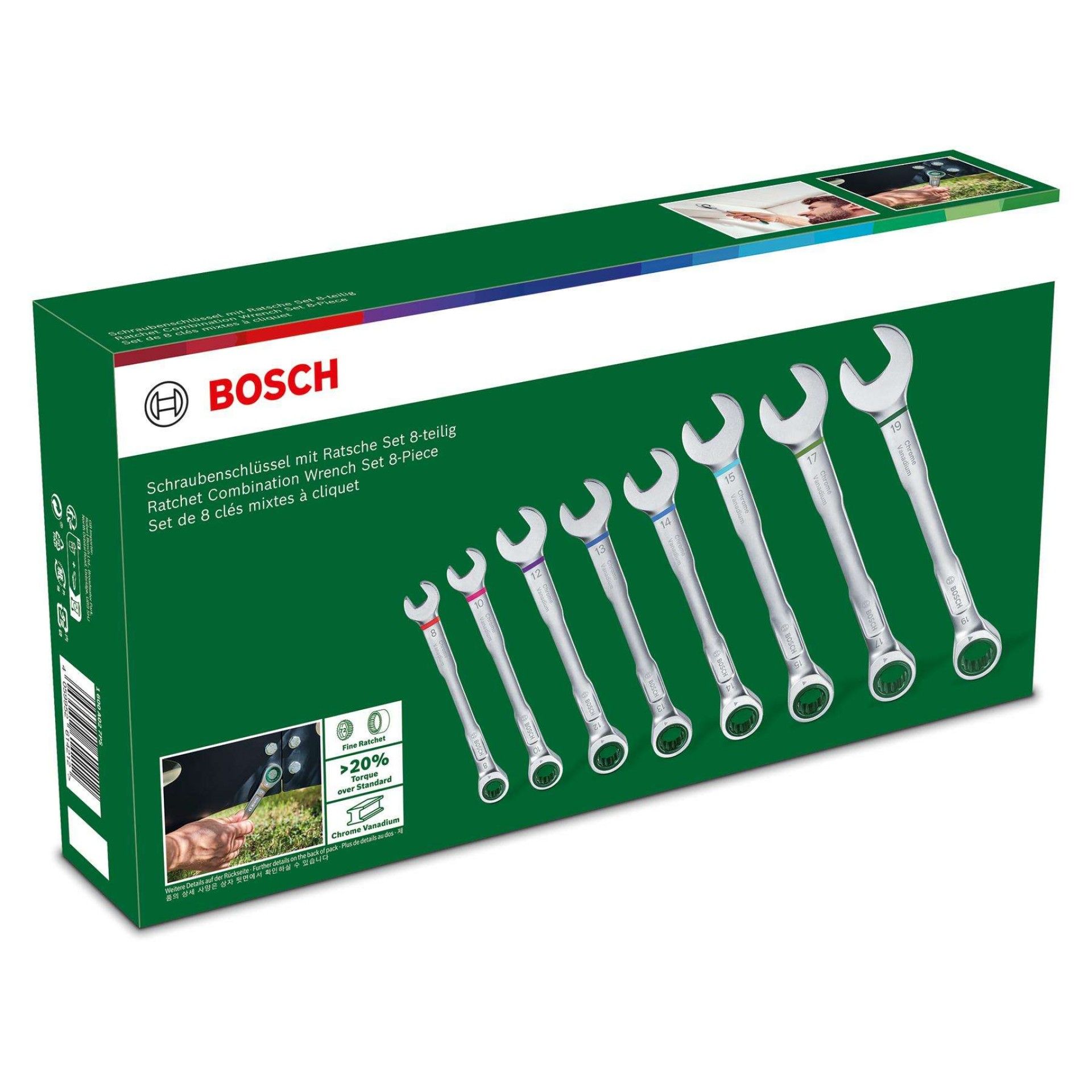 Kit chaves combinadas c/roquete 8pç refª 1600A027PS BOSCH