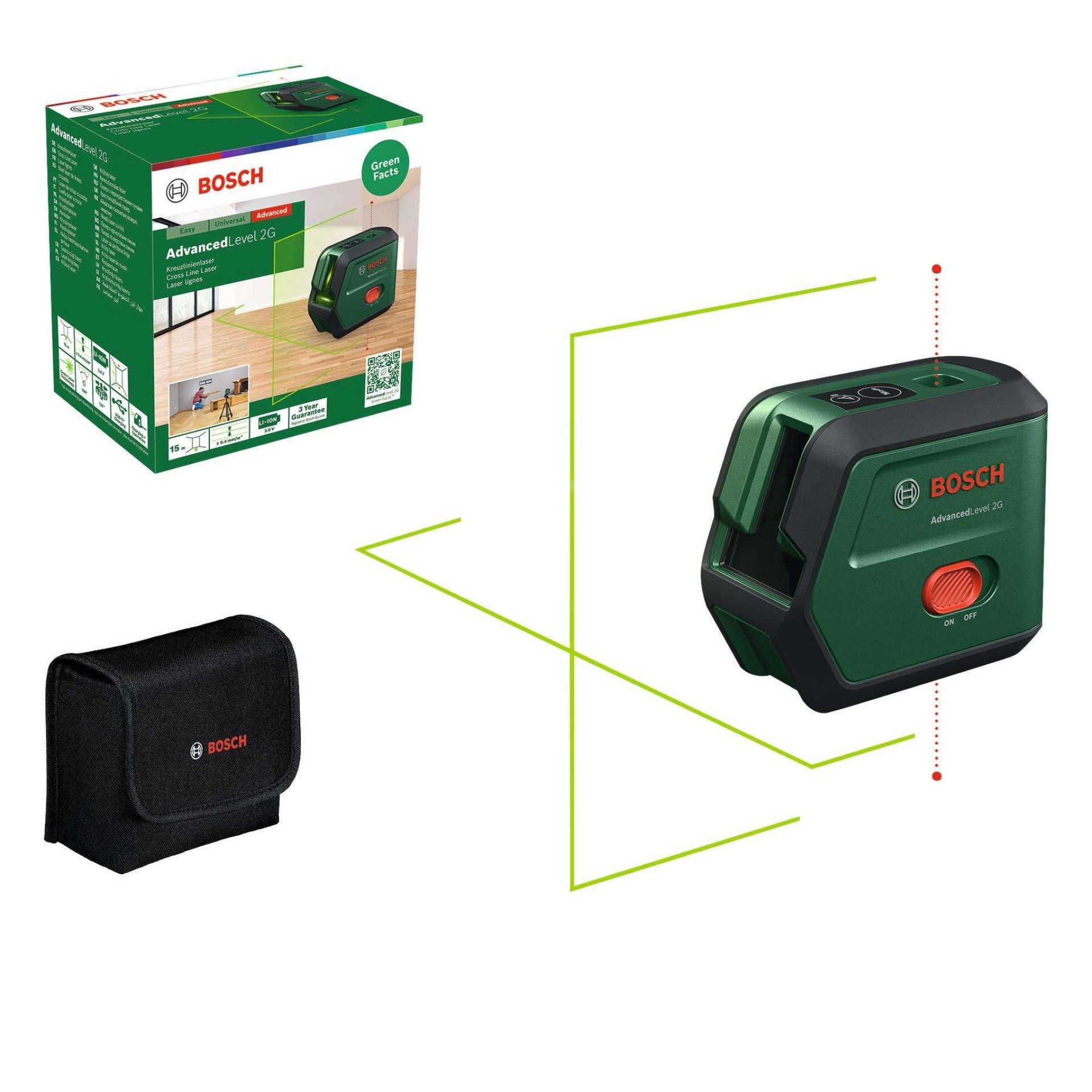 Laser de linhas cruzadas com função de prumo AdvancedLevel 2G refª 0603663G00 BOSCH
