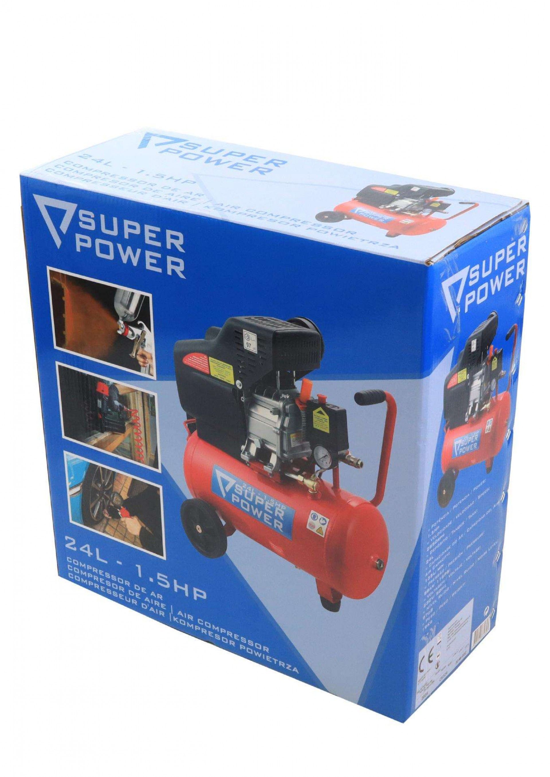 Compressor de Ar, Monobloco, 24L, 1.5hp refª 73230 SUPER POWER