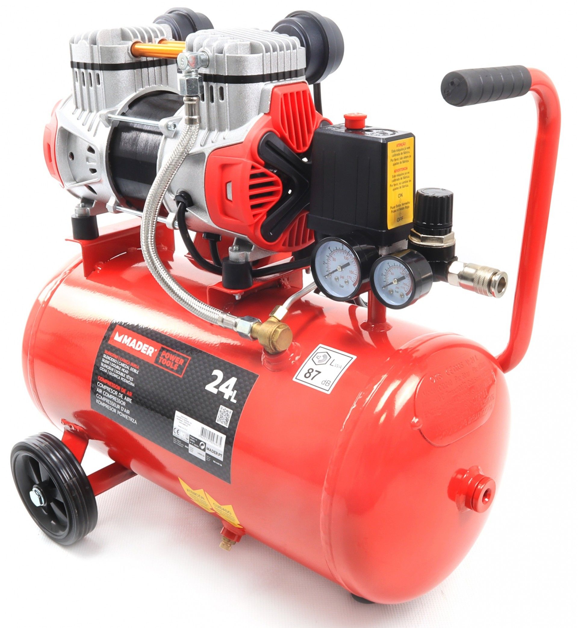 Compressor de Ar, Monobloco, 24L, 2HP, 2 Cabeças refª 09347 MADER