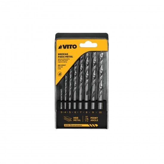 Conjunto de 8 brocas hss (3, 4, 5, 6, 7, 8, 9, 10mm) ref� VIBHSS8 VITO