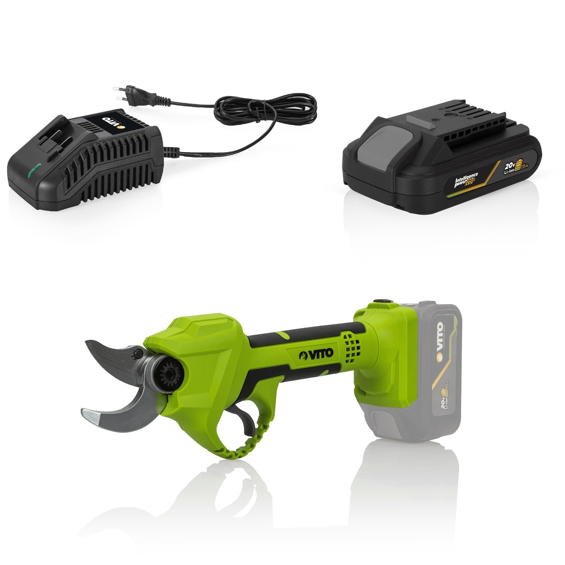 TESOURA PODA 20V VIBCTPBSFL20 + BATERIA VIBCBL202 + CARREGADOR VIBCCR20 VITO