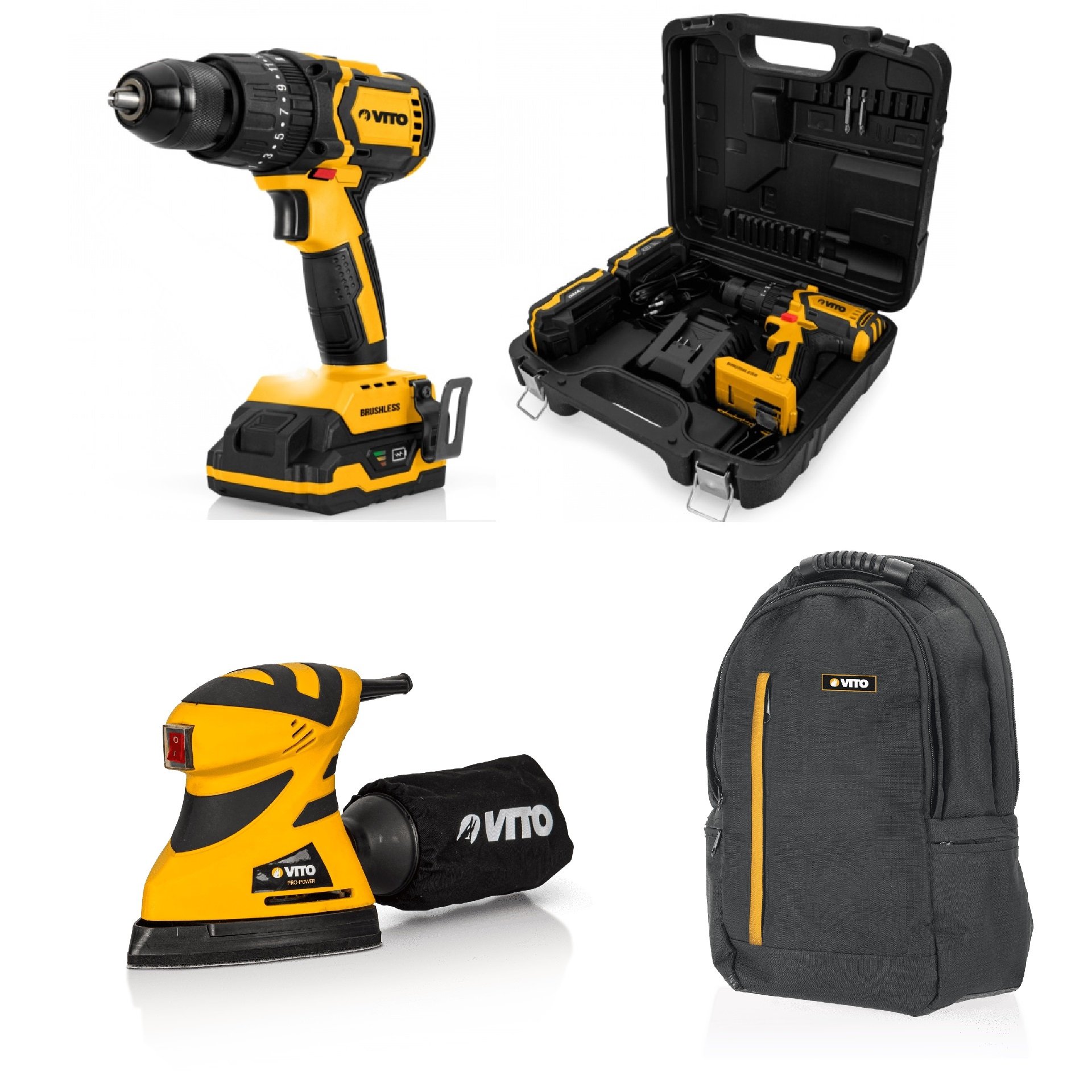 APARAFUSADORA 20V BRUSHLESS + LIXADORA VILMB180 + MOCHILA refª VIBBSFL20_VILMB180_VIMOV VITO