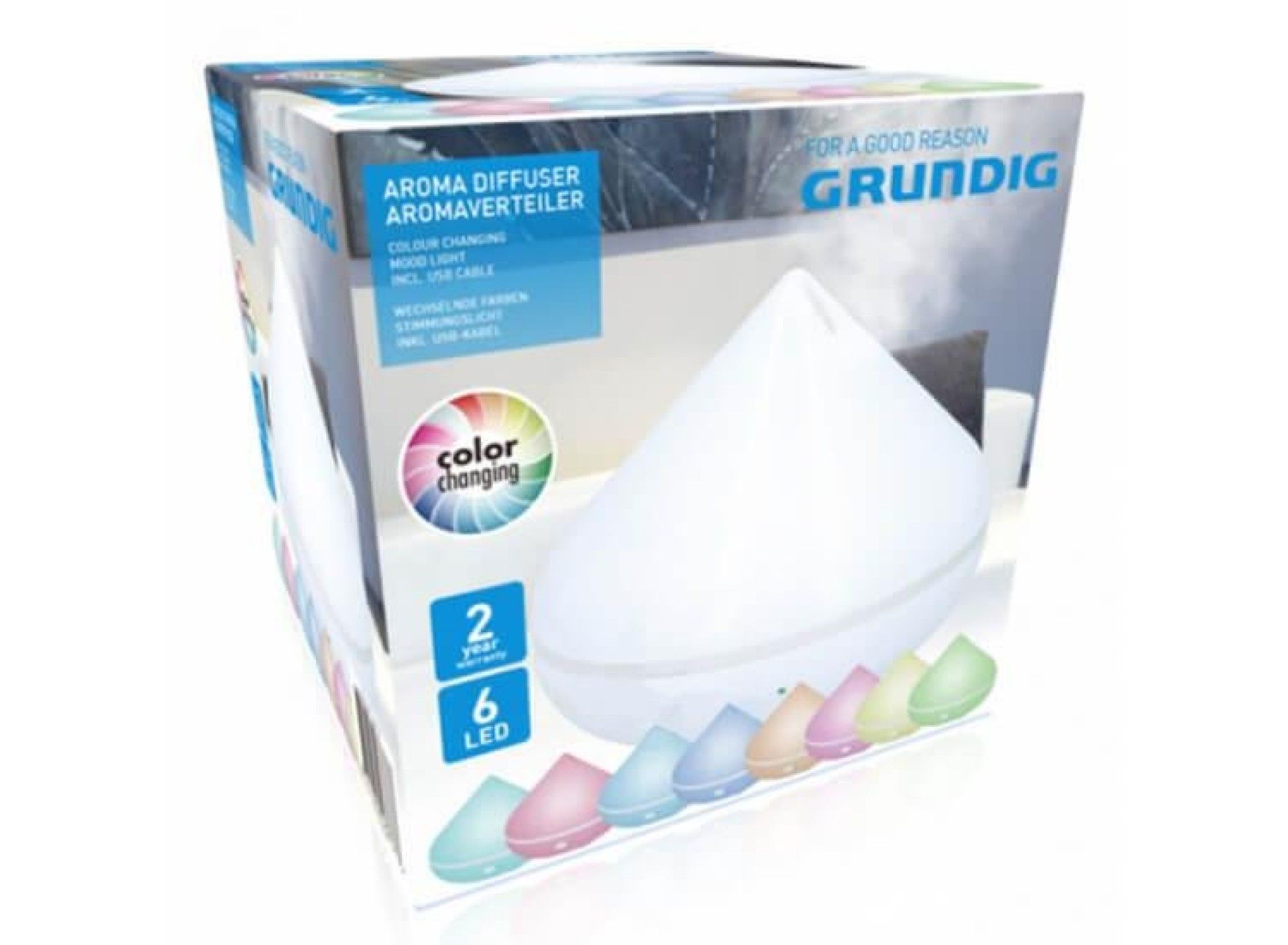 DIFUSOR DE AROMA C/ 6 CORES LED GRUNDIG refª T2-B3737 MADER