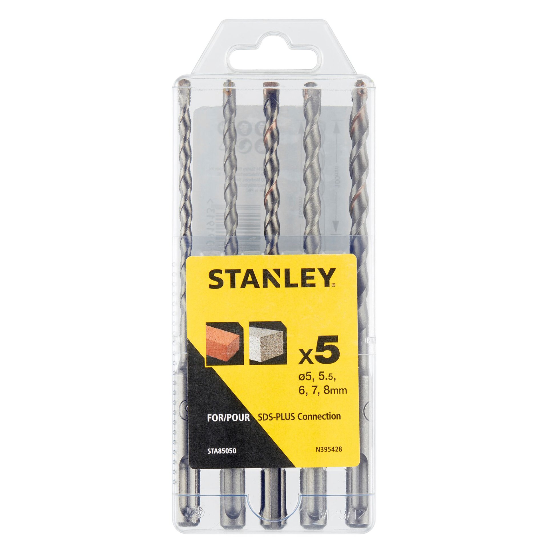 Estojo plástico com 5 brocas SDS-Plus refª STA85050-XJ STANLEY