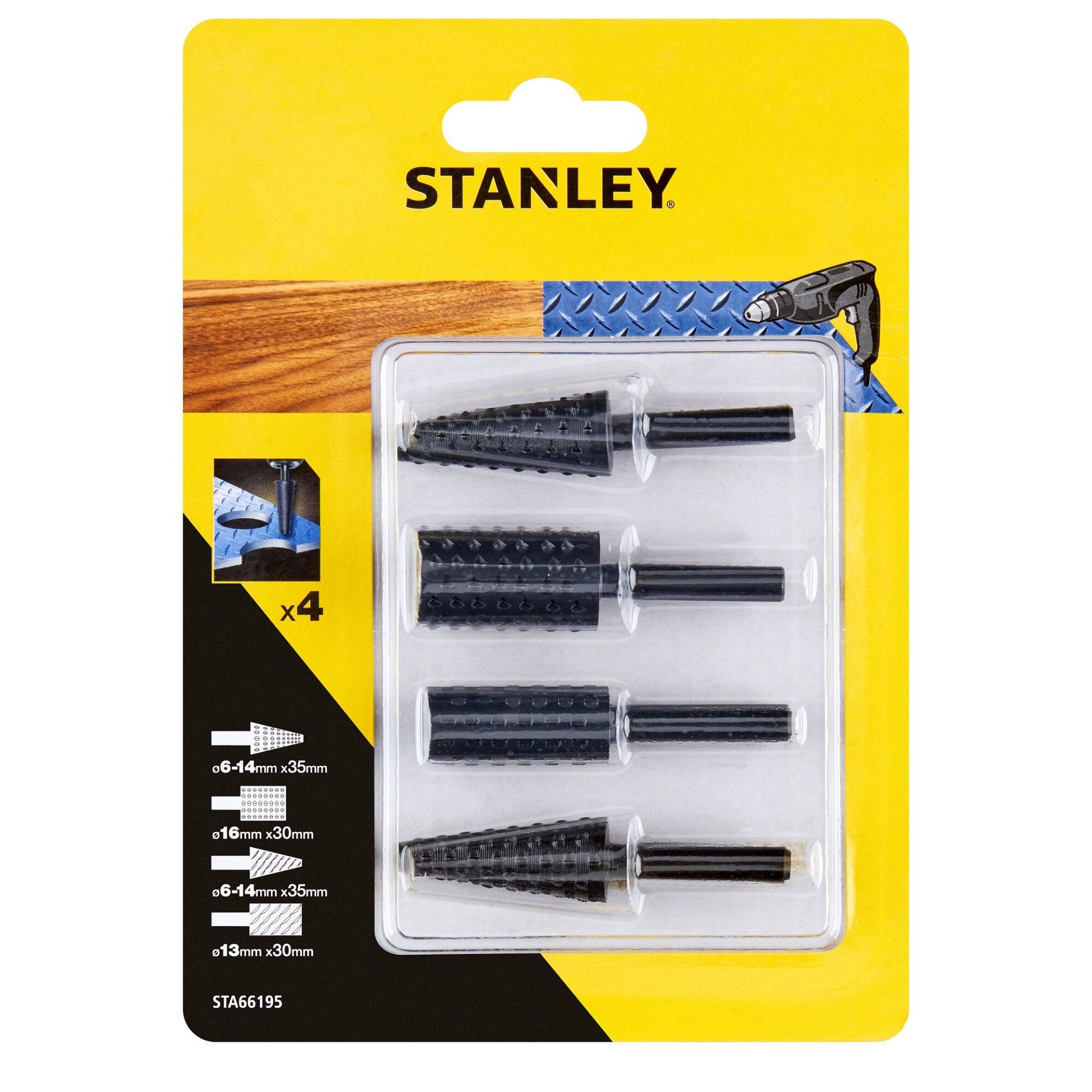 Jogo de raspas e limas.Raspa cônica e cilíndrica, lima cônica e cilíndrica.ref.STA66195-QZ STANLEY