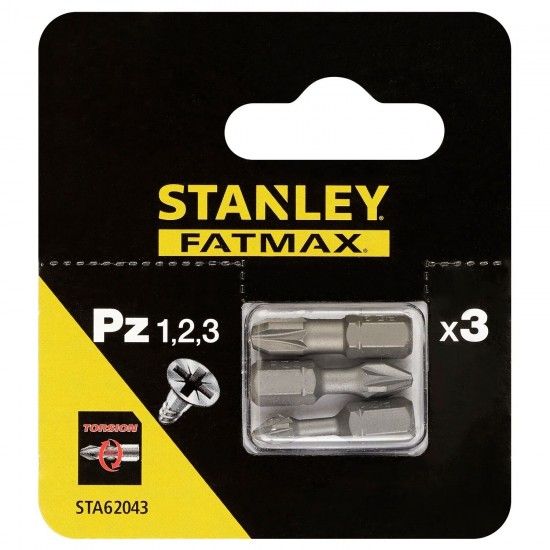 3 pontas de Torção 25mm Pz1, Pz2, e Pz3 ref.STA62043-XJ STANLEY 3 pontas de Torção 25mm Pz1, Pz2, e Pz3 ref.STA62043-XJ STANLEY