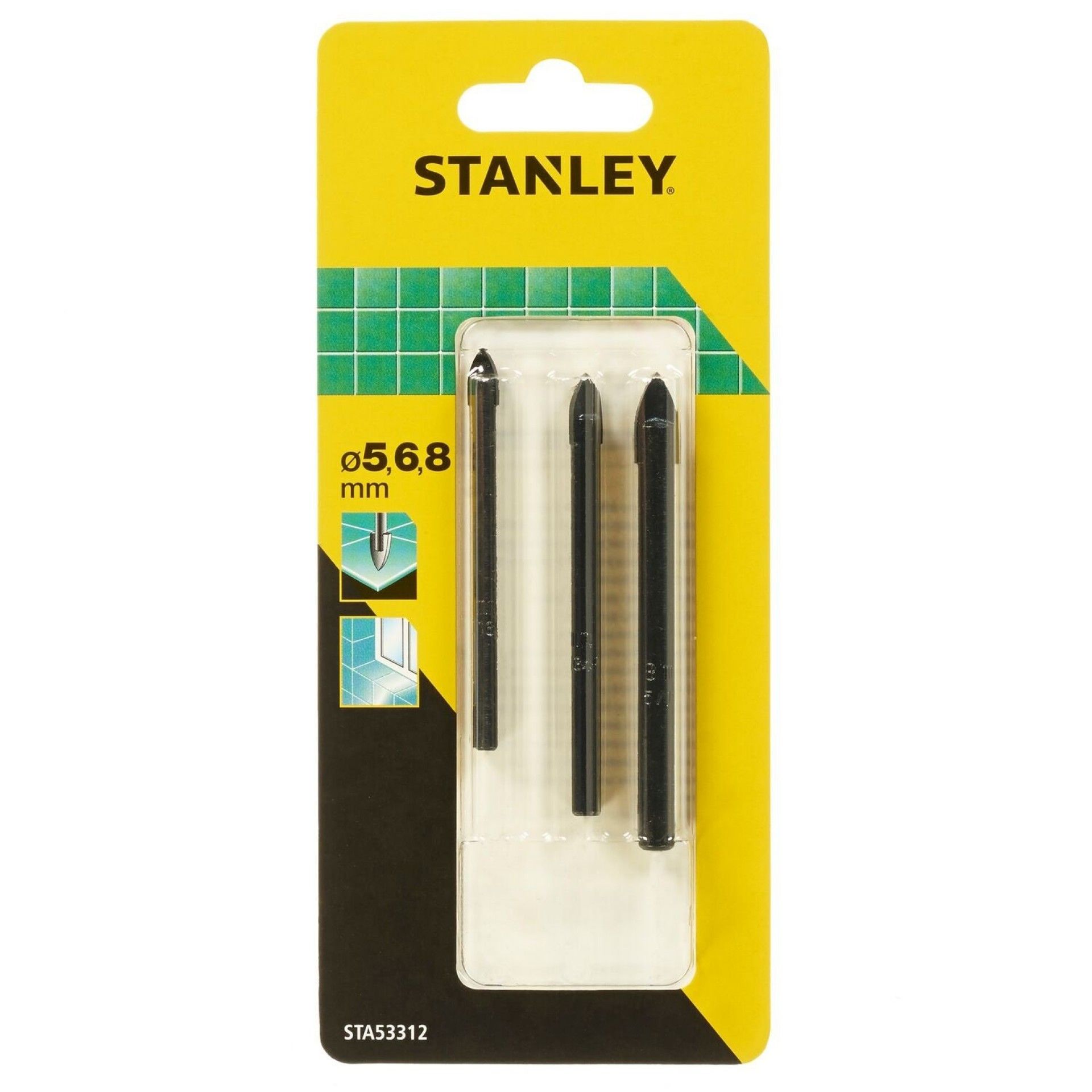 3 Brocas para vidro e cerâmica ø 5,6,8 mm refª STA53312-QZ STANLEY