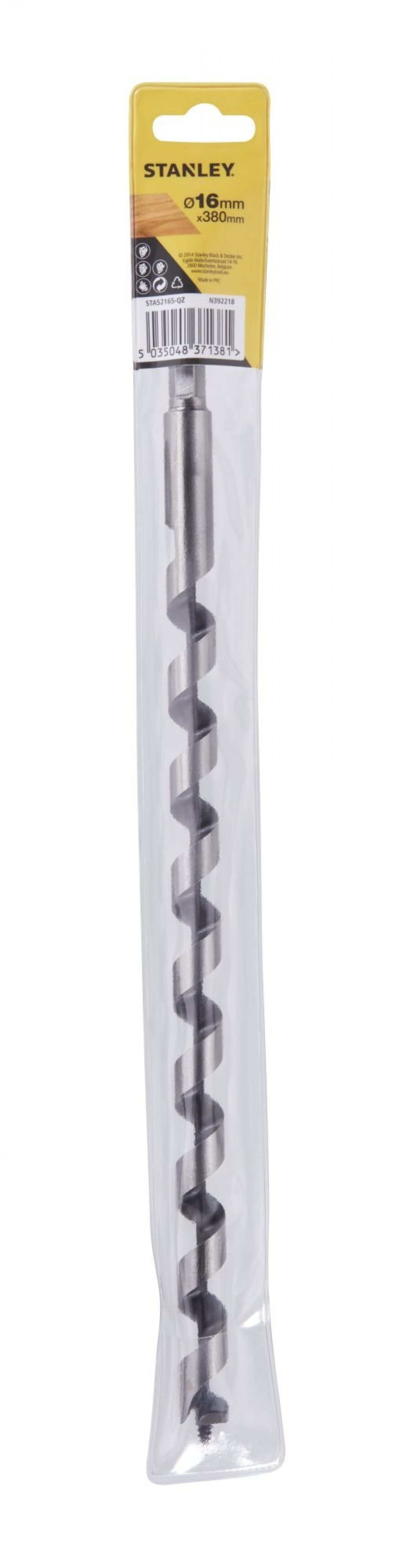 Broca helicoidal de aço ao carbono para madeira ø 16 x 380mm refª STA52165-QZ STANLEY