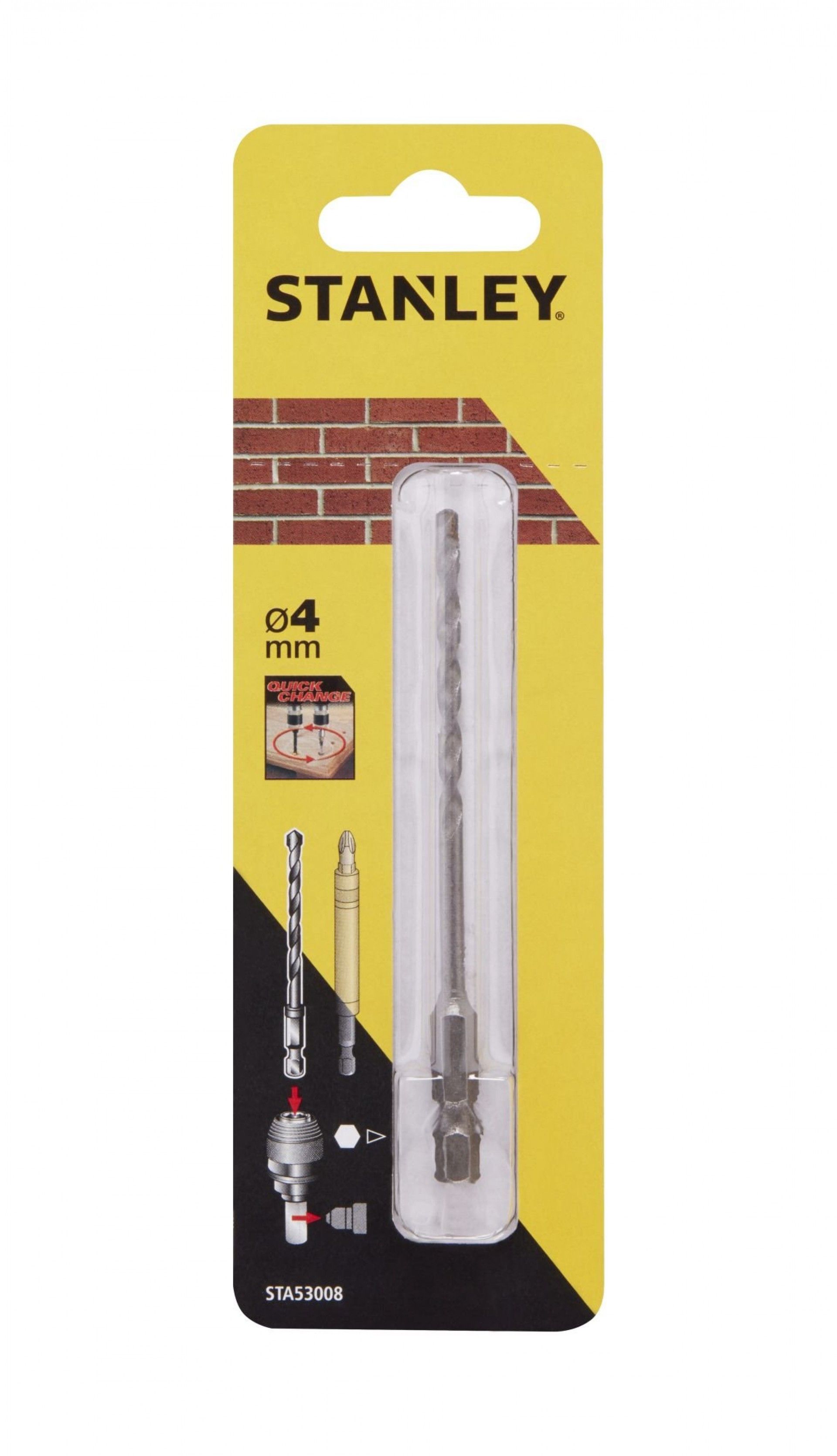 Broca para pedra ø 4mm.Eixo hexagonal refª STA53008-XJ STANLEY