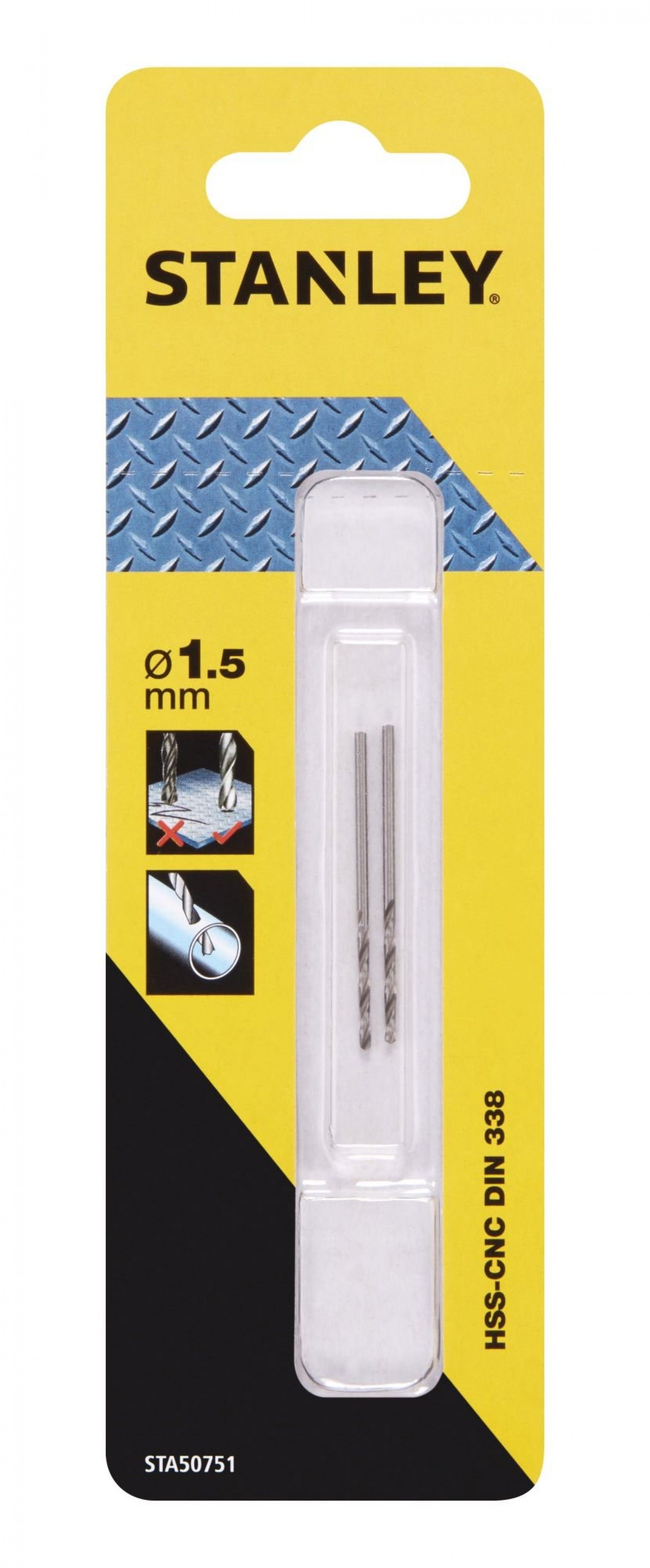 2 Brocas HSS-CNC para metal ø 1.5 mm refª STA50751-QZ STANLEY