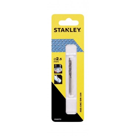 2 Brocas HSS-CNC para metal  2.5 mm ref STA50753-QZ STANLEY
