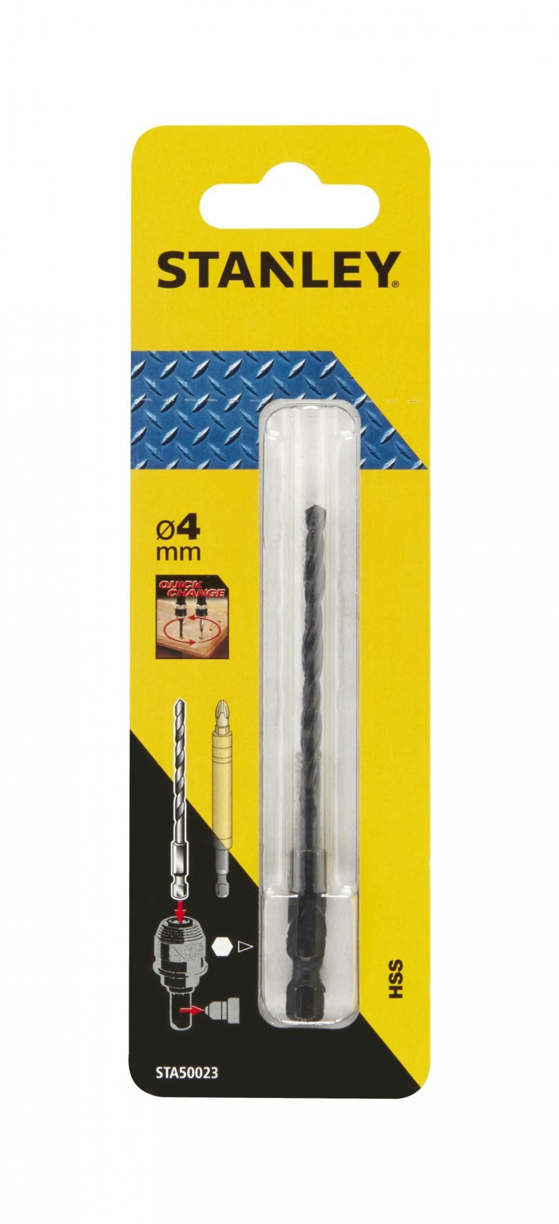 Broca HSS para metal, madeira e plástico ø 4mm.Eixo hexagonal refª STA50023-XJ STANLEY