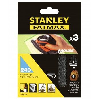 3 folhas de lixa de malha para Mouse, com velcro.Gro 240 ref STA39132-XJ STANLEY