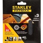 3 folhas de lixa de malha 125mm para multilijadora, com velcro.Grão 80 refª STA39252-XJ STANLEY 3 folhas de lixa de malha 125mm para multilijadora, com velcro.Grão 80 refª STA39252-XJ STANLEY