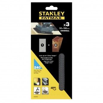 3 folhas de lixa de malha 1/3 (93x190mm), com velcro, Gro 240 ref STA39042-XJ STANLEY