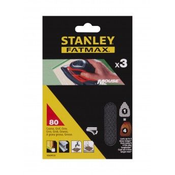 3 folhas de lixa de malha para Mouse, com velcro.Gro 80 ref STA39122-XJ STANLEY