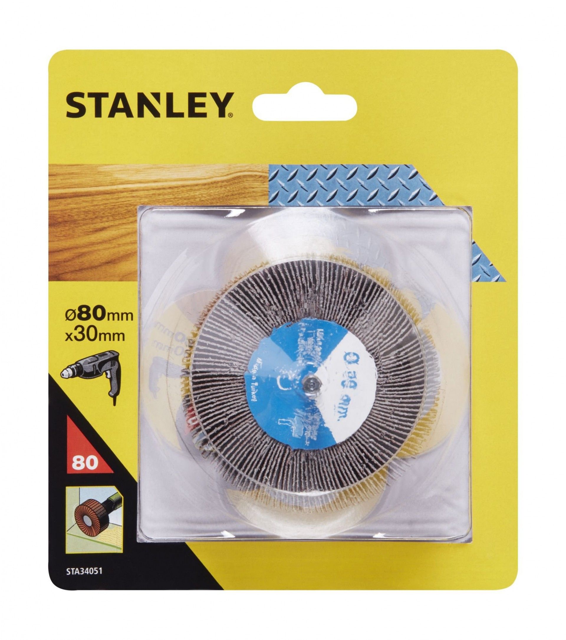 Escova de folhas de lixa ø 80x30mm.Grão 80.ref.STA34051-XJ STANLEY