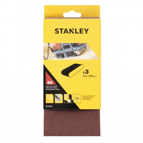 3 Bandas de lixa.100 x 560 mm Grão 60.ref.STA33246-XJ STANLEY 3 Bandas de lixa.100 x 560 mm Grão 60.ref.STA33246-XJ STANLEY