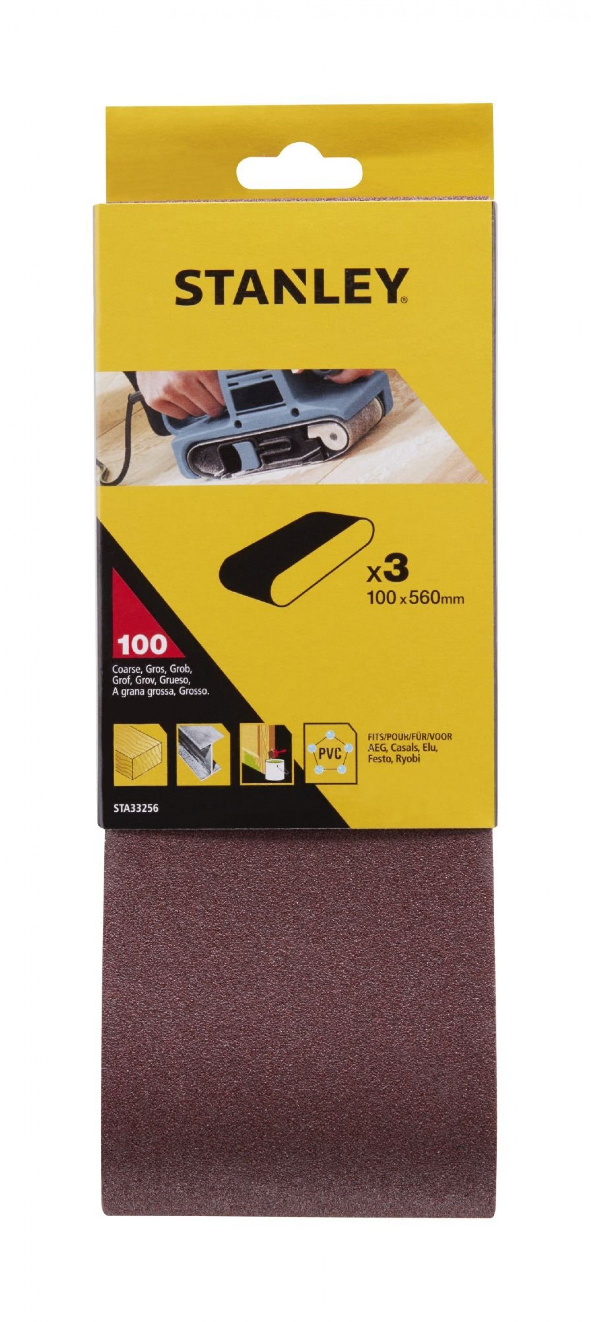 3 Bandas de lixa.100 x 560 mm Grão 100.ref.STA33256-XJ STANLEY