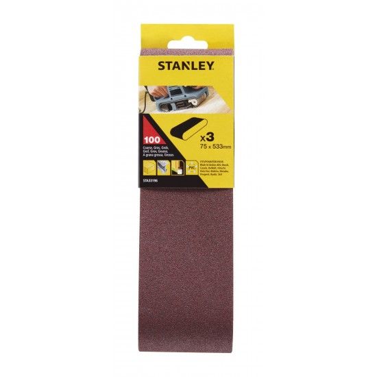 3 Bandas de lixa.75 x 533 mm Gro 100.ref.STA33196-XJ STANLEY