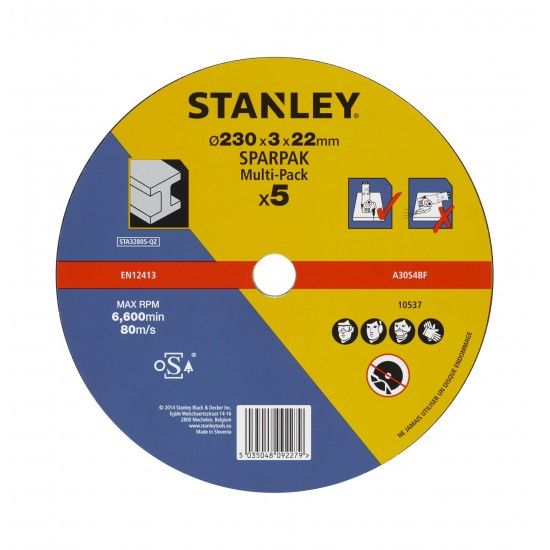 5 disco de corte para metal 230x22 ref� STA32805-QZ STANLEY