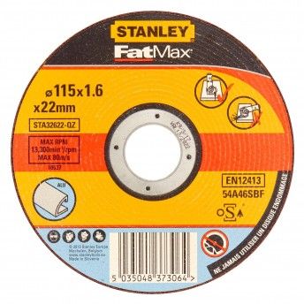 Disco Abrasivo para corte em ao inoxidvel 115x1.6 ref STA32622-QZ STANLEY