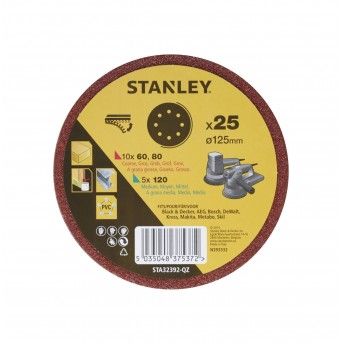 25 discos de lixa para Rotorbital  125mm.Gro sortido ref STA32392-QZ STANLEY