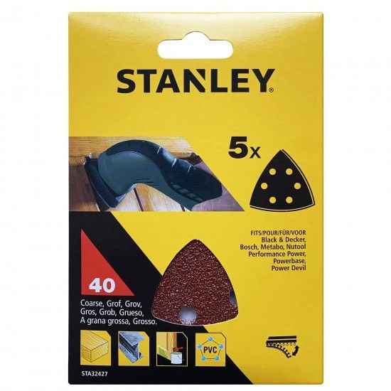 5 Folhas de lixa.Gro 40.ref.STA32427-XJ STANLEY