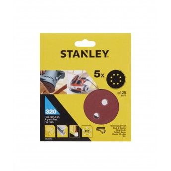 5 Discos  125 mm Para Lixadora rotorbital.Gro 320 ref STA32262-XJ STANLEY