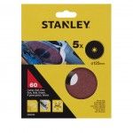 5 Discos de lixa banco fibra  125x22 mm. Gro 60 ref STA32185-XJ STANLEY