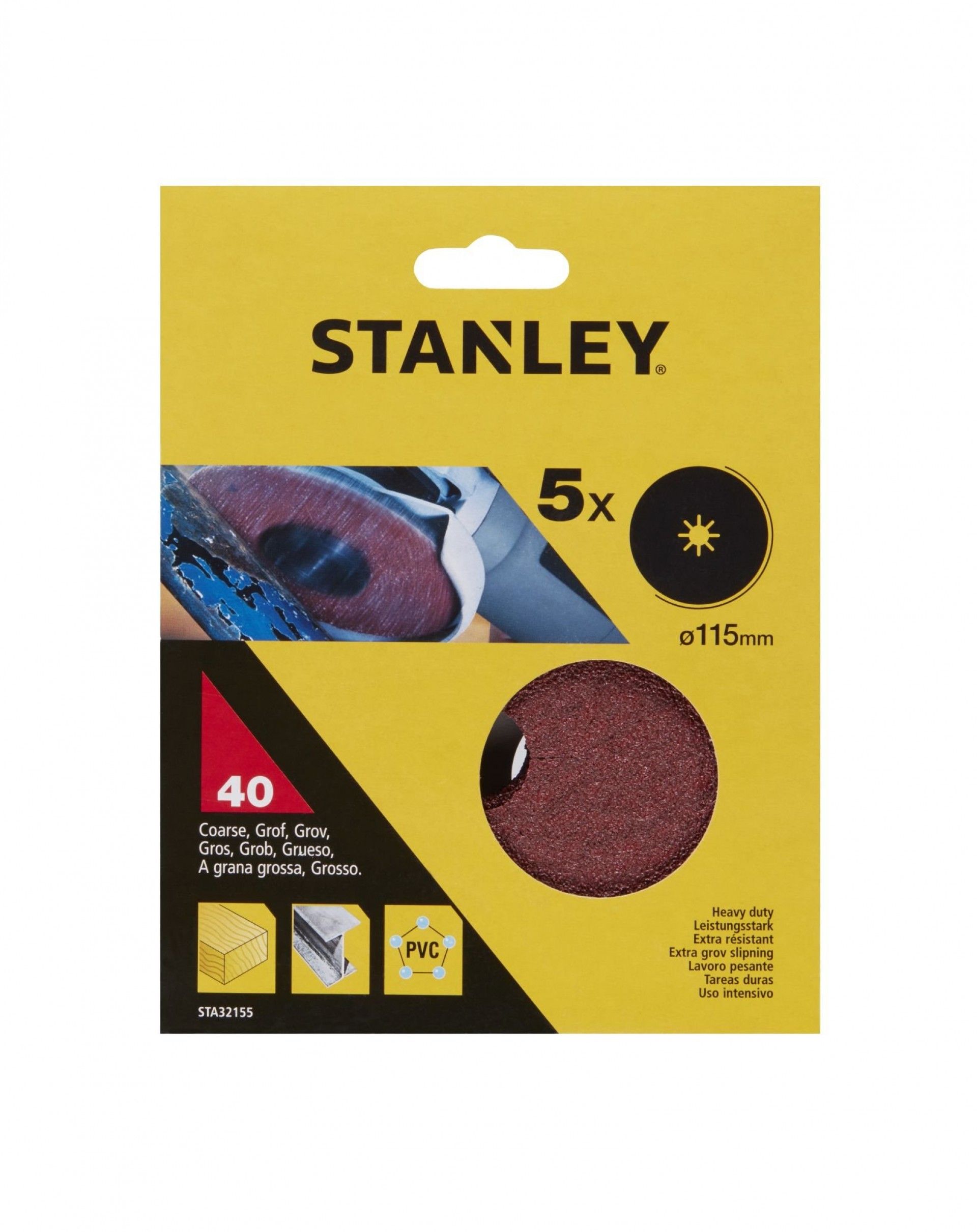 5 Discos de lixa banco fibra ø 115x22 mm refª STA32155-XJ STANLEY