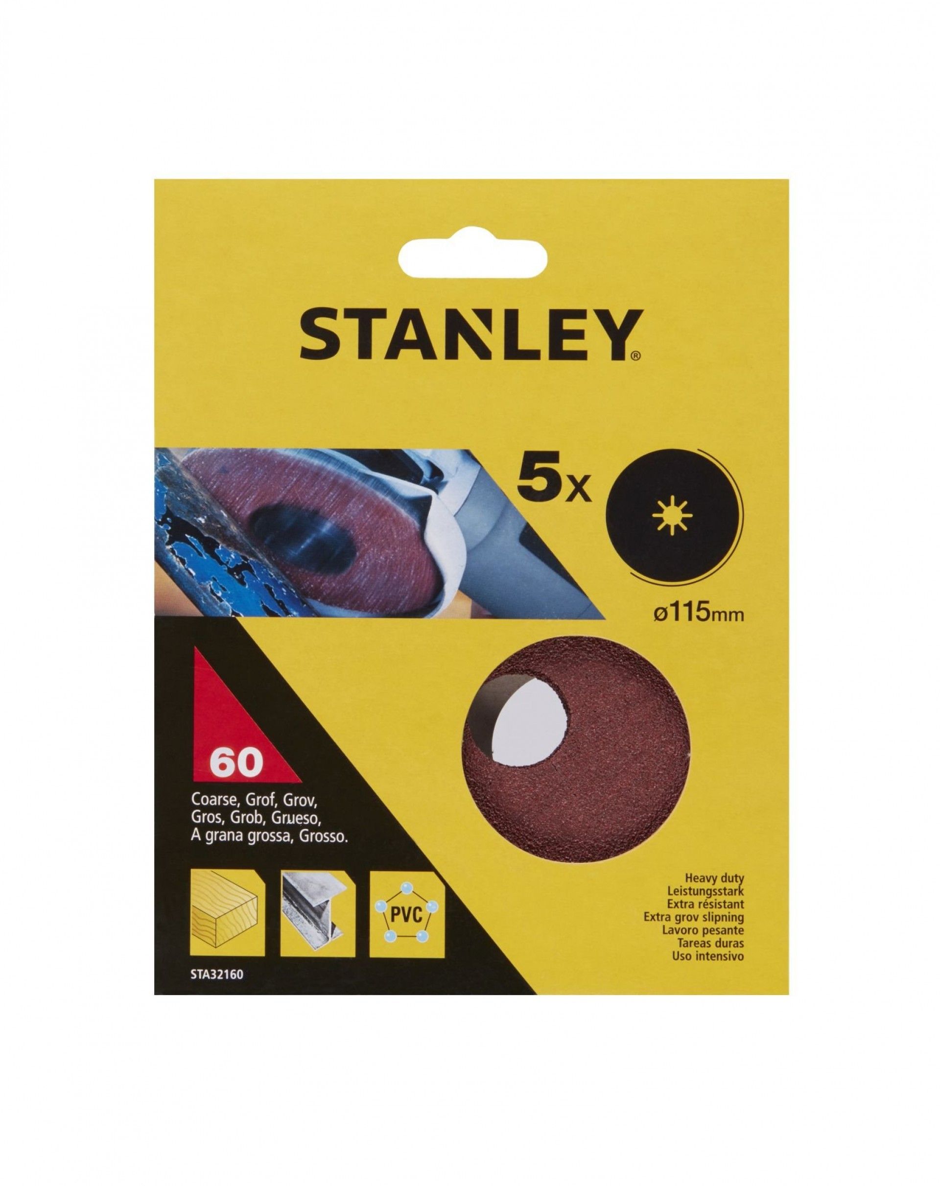5 Discos de lixa banco fibra ø 115x22 mm refª STA32160-XJ STANLEY