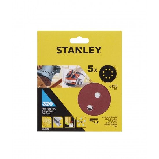 5 Discos ø 125 mm Para Lixadora rotorbital.Grão 320 refª STA32262-XJ STANLEY 5 Discos ø 125 mm Para Lixadora rotorbital.Grão 320 refª STA32262-XJ STANLEY