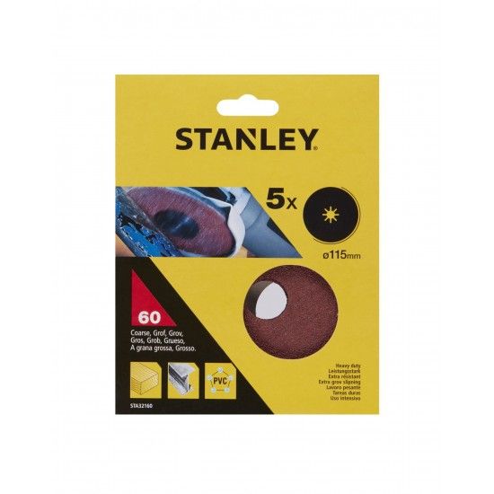 5 Discos de lixa banco fibra  115x22 mm ref STA32160-XJ STANLEY