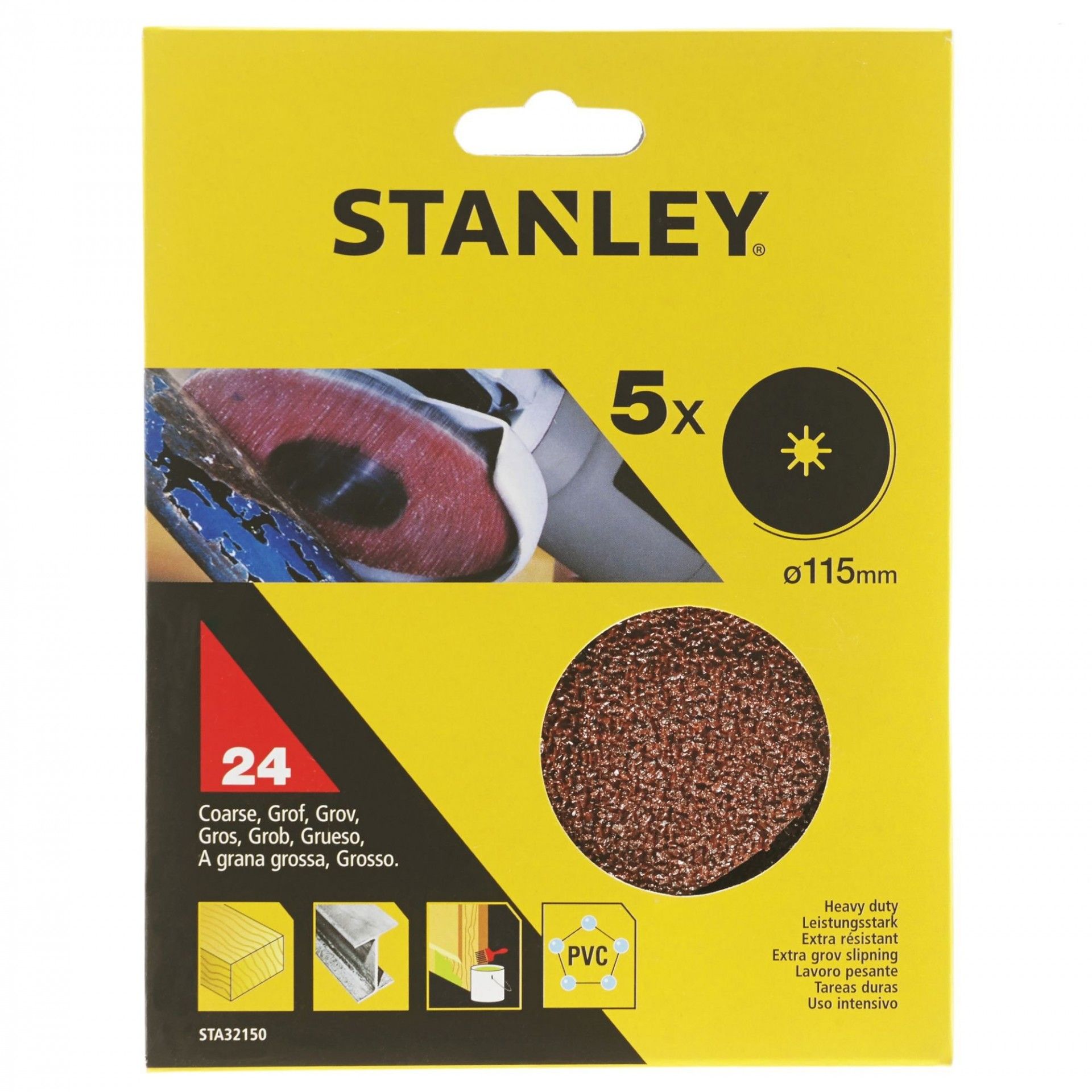 5 Discos de lixa banco fibra ø 115x22 mm refª STA32150-XJ STANLEY