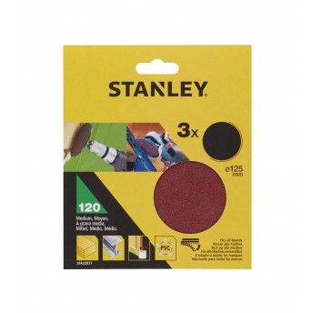 3 discos 125mm para Rebarbadora e berbequins.Autoadherentes ref STA32077-XJ STANLEY