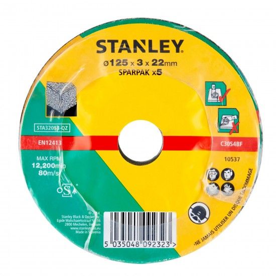 5 discos de corte para alvenaria 125X22 mm refª STA32053-QZ STANLEY 5 discos de corte para alvenaria 125X22 mm refª STA32053-QZ STANLEY