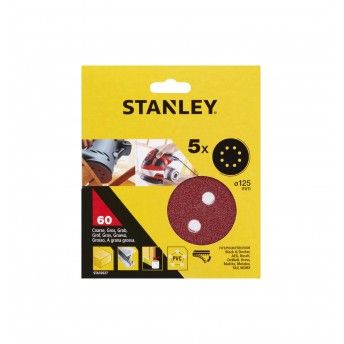 5 Discos  125 mm Para Lixadora rotorbital ref STA32027-XJ STANLEY