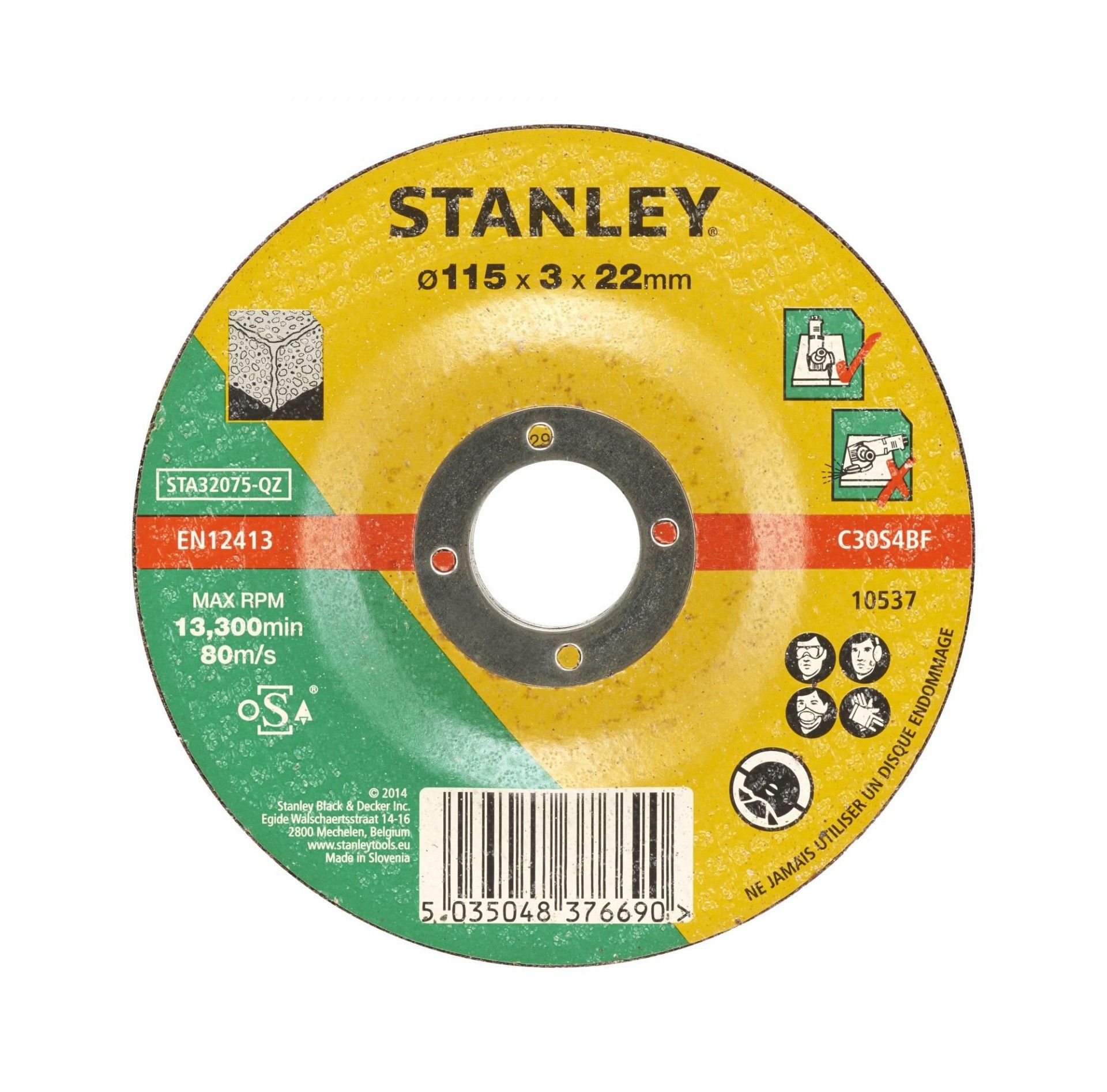 Disco de corte para alvenaria ø 115 mm, refª STA32075-QZ STANLEY