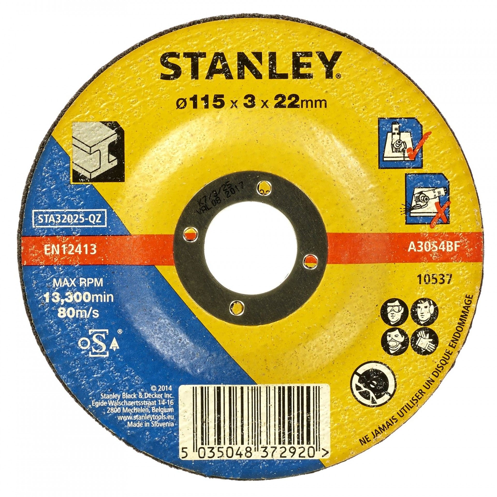 Disco de corte para metal ø 115 mm refª STA32025-QZ STANLEY