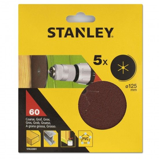 5 Discos de lixa  125mm ref STA32001-XJ STANLEY