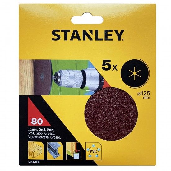 5 Discos de lixa  125mm ref STA32006-XJ STANLEY