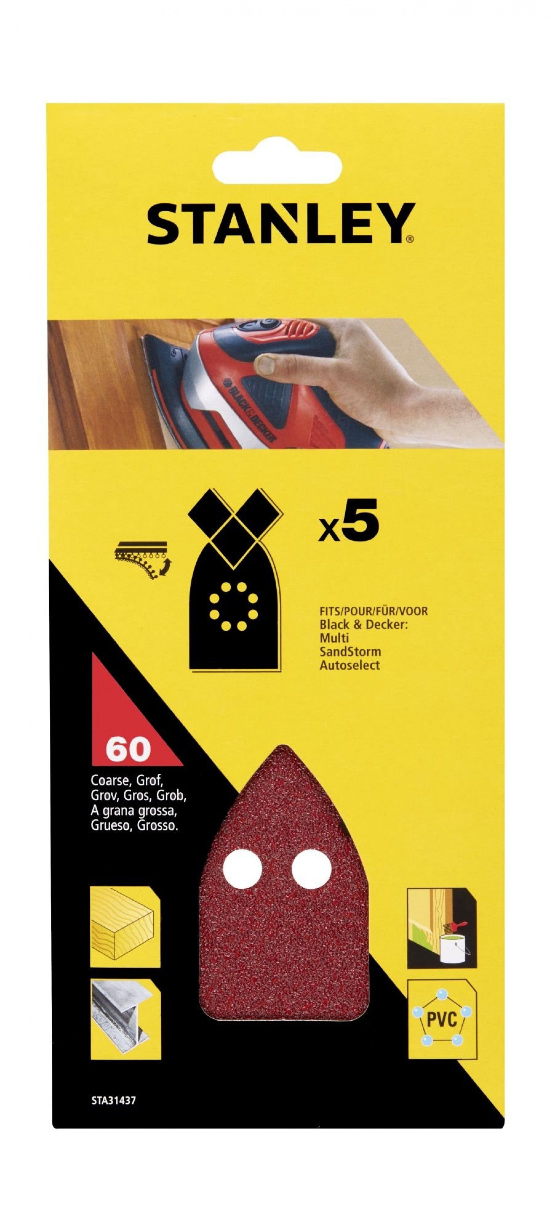 5 Folhas de lixa para Multilijadoras refª STA31437-XJ STANLEY
