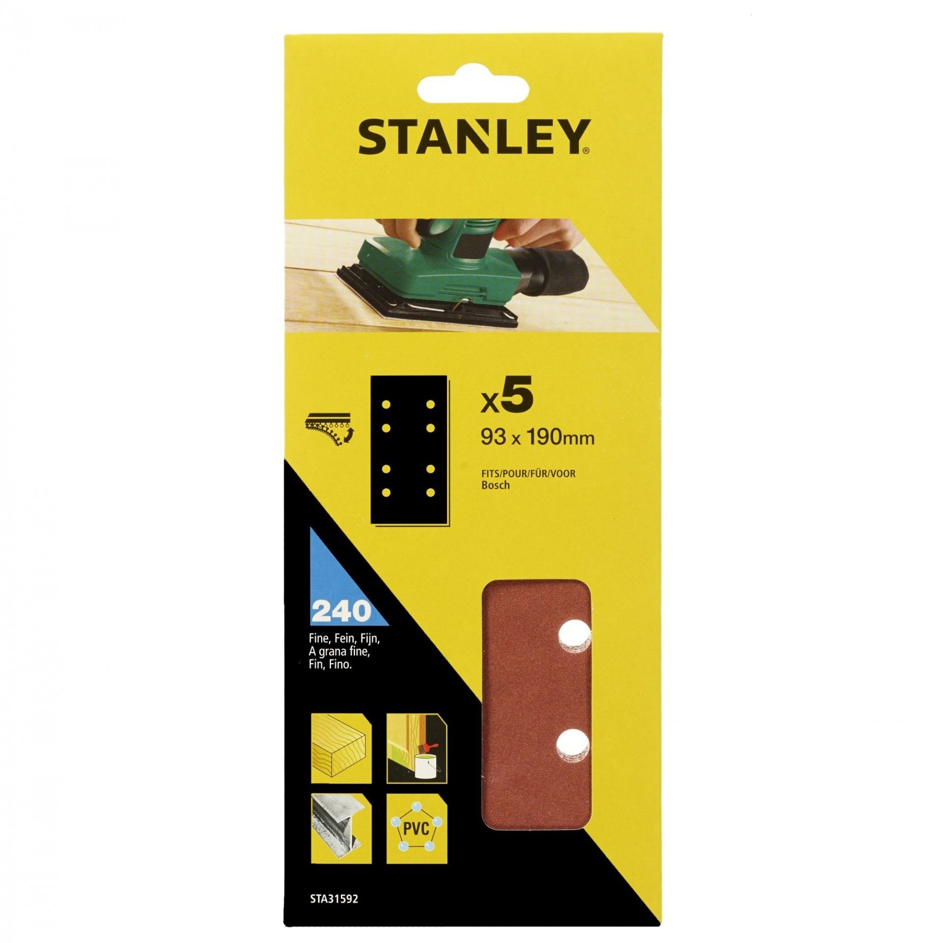 5 folhas de lixa perfuradas refª STA31592-XJ STANLEY