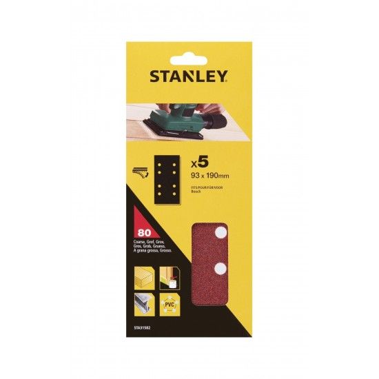 5 folhas de lixa perfuradas ref STA31582-XJ STANLEY