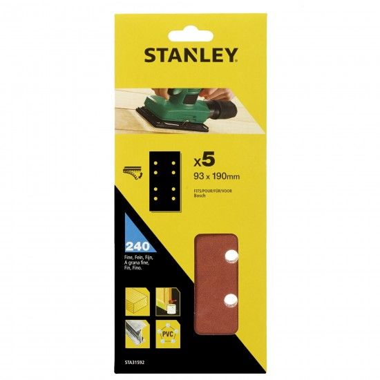 5 folhas de lixa perfuradas refª STA31592-XJ STANLEY 5 folhas de lixa perfuradas refª STA31592-XJ STANLEY