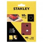 10 folhas de lixa perfuradas ref STA31108-XJ STANLEY